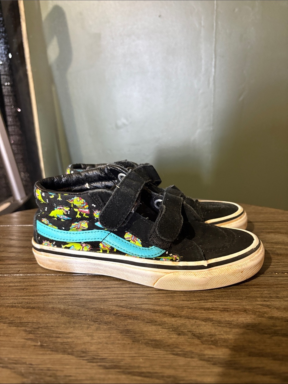 Vans Kids Black Velcro Sneakers with Floral Side Panels